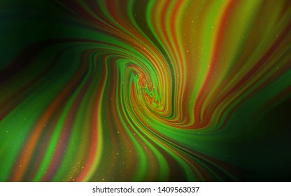 Dark Green, Yellow vector background with galaxy stars. Glitter abstract illustration with colorful cosmic stars. Smart design for your business advert.