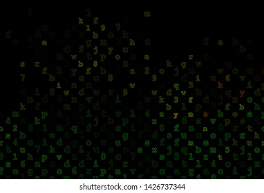 Dark Green, Yellow vector background with signs of alphabet. Blurred design in simple style with signs of alphabet. The pattern can be used for ad, booklets, leaflets of education.