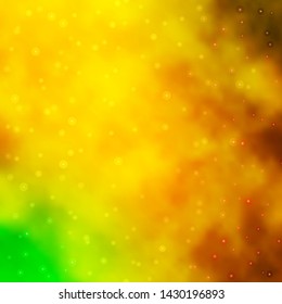Dark Green, Yellow vector background with colorful stars. Decorative illustration with stars on abstract template. Theme for cell phones.