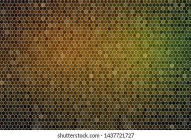 Dark Green, Yellow vector background with set of hexagons. Colorful hexagons on blur backdrop. Design for your business advert.