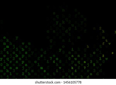 Dark Green, Yellow vector background with signs of alphabet. Blurred design in simple style with signs of alphabet. The pattern can be used for ad, booklets, leaflets of education.