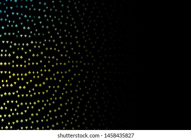 Dark Green, Yellow vector background with cards signs. Shining illustration with hearts, spades, clubs, diamonds. Pattern for ads of parties, events in Vegas.