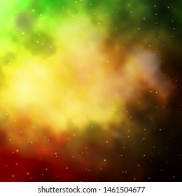 Dark Green, Yellow vector background with colorful stars. Blur decorative design in simple style with stars. Theme for cell phones.