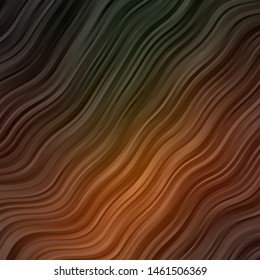 Dark Green, Yellow vector background with curved lines. Bright sample with colorful bent lines, shapes. Template for cellphones.