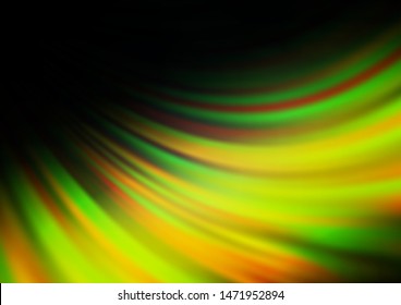Dark Green, Yellow vector background with bent ribbons. Colorful illustration in abstract marble style with gradient. A completely new template for your business design.