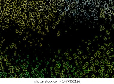 Dark Green, Yellow vector background with colored stars. Shining colored illustration with stars. Smart design for your business advert.