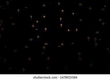 Dark Green, Yellow vector background with math elements. Modern geometrical illustration with numerals. Smart design for university advert.