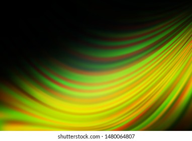 Dark Green, Yellow vector background with bent lines. Geometric illustration in marble style with gradient.  The template for cell phone backgrounds.