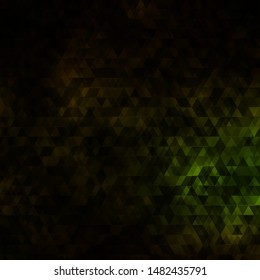 Dark Green, Yellow vector background with lines, triangles. Illustration with colorful gradient triangles. Pattern for commercials.