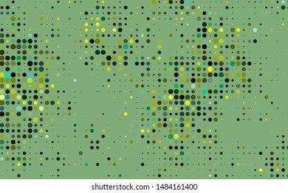 Dark Green, Yellow vector background with bubbles. Abstract illustration with colored bubbles in nature style. Template for your brand book.