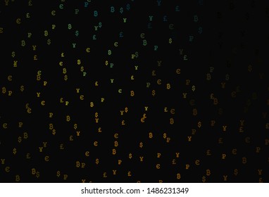 Dark Green, Yellow vector background with financial symbols. Modern abstract illustration with symbols of digital money. Pattern for trader ads, booklets, leaflets.