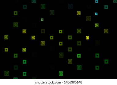 Dark Green, Yellow vector background with rectangles, circles. Beautiful illustration with colorful gradient rectangles, circles. Smart design for your business advert.