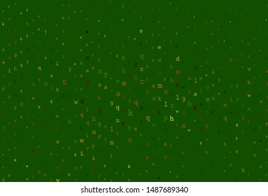 Dark Green, Yellow vector background with signs of alphabet. Abstract illustration with colored latin alphabet. Pattern for ads, poster, banner of books.