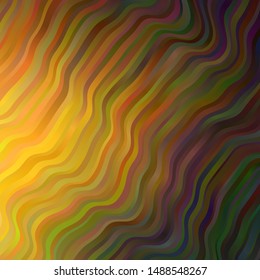 Dark Green, Yellow vector background with bent lines. Abstract illustration with bandy gradient lines. Pattern for websites, landing pages.