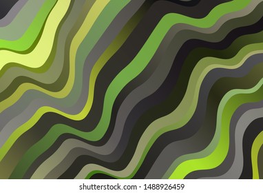 Dark Green, Yellow vector background with bent lines. Colorful abstract illustration with gradient lines. A completely new template for your design.