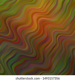 Dark Green, Yellow vector background with bent lines. Colorful abstract illustration with gradient curves. Design for your business promotion.