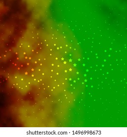 Dark Green, Yellow vector background with small and big stars. Modern geometric abstract illustration with stars. Theme for cell phones.