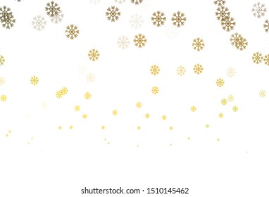 Dark Green, Yellow vector background with beautiful snowflakes. Shining colorful illustration with snow in christmas style. New year design for business advert.