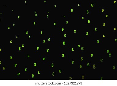 Dark Green, Yellow vector background with financial symbols. Colored symbols of currency on white background. Pattern for financial, investment websites.