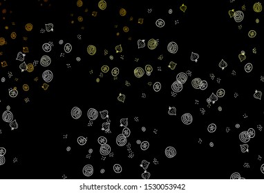 Dark Green, Yellow vector background with cuisine gourmet. Glitter abstract sketch with gourmet food. Pattern for menu of cafes, bars, restaurants.