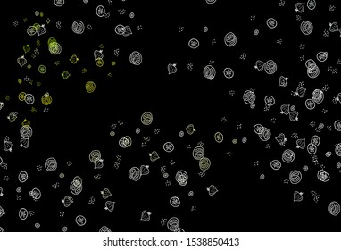 Dark Green, Yellow vector background with tasty food. Decorative illustration with food on abstract template. Doodle design for your business advert of cafes.