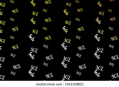 Dark Green, Yellow vector background with symbols of 30, 50, 90 % sales. Colorful set of  percentage signs in simple style. Design for business ads, commercials.