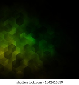 Dark Green, Yellow vector background with set of hexagons. Glitter abstract illustration in hexagonal style. Pattern for ads, leaflets.
