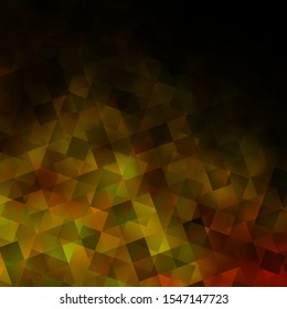 Dark Green, Yellow vector background with triangles, rectangles. Abstract illustration with colorful lines, cubes. Template for wallpapers.