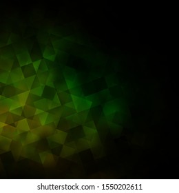 Dark Green, Yellow vector background with triangles, rectangles. Abstract illustration with colorful lines, cubes. Template for landing pages.