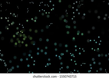 Dark Green, Yellow vector background with xmas snowflakes. Glitter abstract illustration with crystals of ice. The template can be used as a new year background.