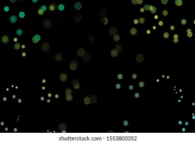Dark Green, Yellow vector background with xmas snowflakes. Modern geometrical abstract illustration with crystals of ice. The pattern can be used for new year leaflets.