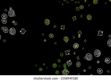 Dark Green, Yellow vector background with cuisine gourmet. Beautiful colorful illustration with food in doodle style. Pattern for ad, booklets, leaflets of restaurants.