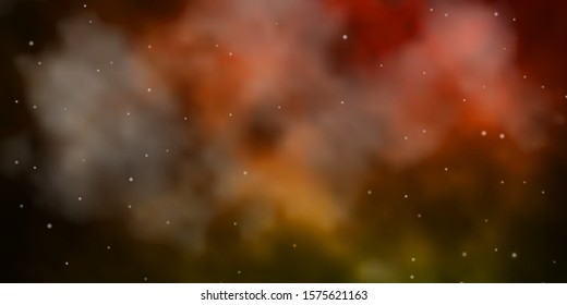 Dark Green, Yellow vector background with small and big stars. Shining colorful illustration with small and big stars. Theme for cell phones.