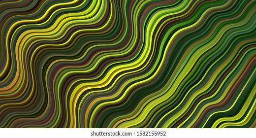 Dark Green, Yellow vector background with lines. Colorful illustration in abstract style with bent lines. Pattern for websites, landing pages.