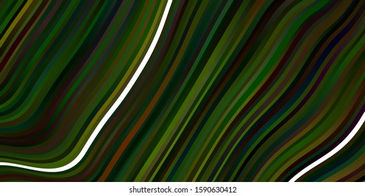 Dark Green, Yellow vector background with bows. Bright illustration with gradient circular arcs. Pattern for booklets, leaflets.