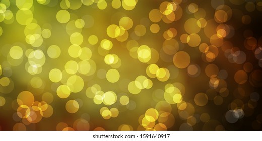 Dark Green, Yellow vector background with spots. Abstract decorative design in gradient style with bubbles. Pattern for booklets, leaflets.
