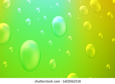 Dark Green, Yellow vector background with bubbles. Modern abstract illustration with colorful water drops. The pattern can be used for aqua ad, booklets.
