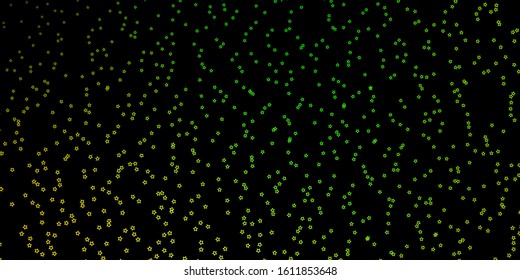 Dark Green, Yellow vector background with colorful stars. Colorful illustration with abstract gradient stars. Pattern for new year ad, booklets.