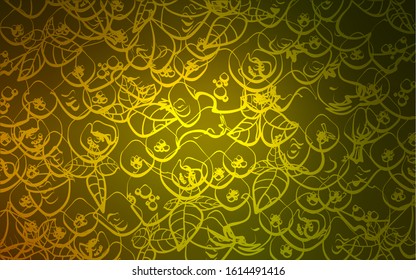 Dark Green, Yellow vector background with tasty food. Fast Food on blurred abstract background with colorful gradient. Pattern for menu of cafes, bars, restaurants.