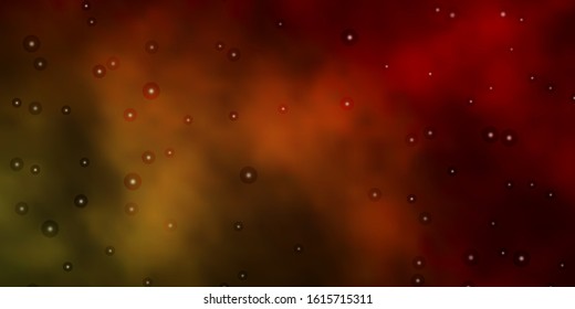 Dark Green, Yellow vector background with colorful stars. Shining colorful illustration with small and big stars. Design for your business promotion.