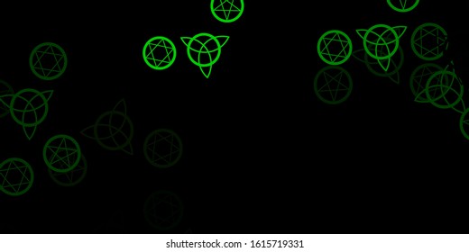Dark Green, Yellow vector background with occult symbols. Abstract illustration with gothic gradient shapes. Simple design for occult depiction.