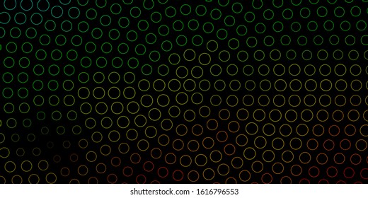 Dark Green, Yellow vector background with bubbles. Glitter abstract illustration with colorful drops. Pattern for wallpapers, curtains.
