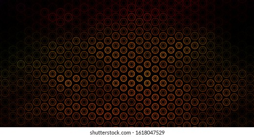 Dark Green, Yellow vector background with occult symbols. Illustration with magical signs of spiritual power. Best design halloween events.