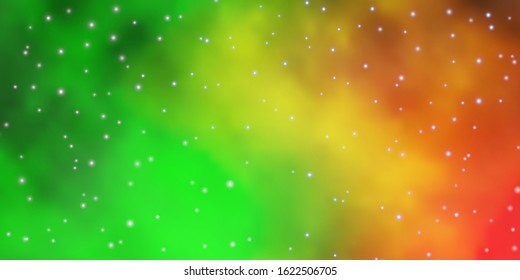 Dark Green, Yellow vector background with small and big stars. Colorful illustration in abstract style with gradient stars. Pattern for websites, landing pages.
