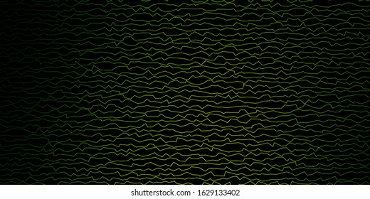 Dark Green, Yellow vector background with curved lines. Bright illustration with gradient circular arcs. Pattern for business booklets, leaflets