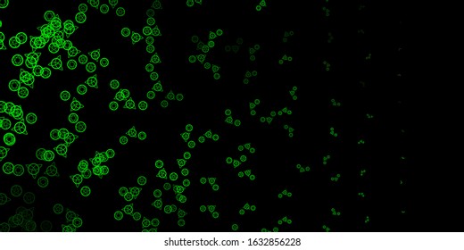 Dark Green, Yellow vector background with occult symbols. Illustration with magical signs of spiritual power. Best design halloween events.