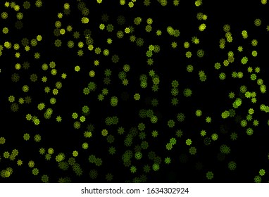 Dark Green, Yellow vector background with xmas snowflakes. Glitter abstract illustration with crystals of ice. The pattern can be used for new year leaflets.