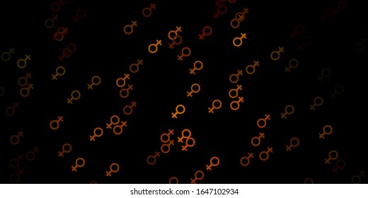 Dark Green, Yellow vector background with woman symbols. Illustration with signs of women's strength and power. Simple design for your web site.