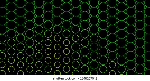 Dark Green, Yellow vector background with bubbles. Abstract illustration with colorful spots in nature style. Pattern for websites.