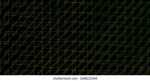 Dark Green, Yellow vector background with lines. Colorful gradient illustration with abstract flat lines. Best design for your posters, banners.
